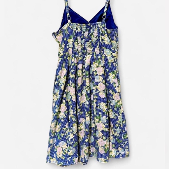 ModCloth Blue Floral Button Front Midi Dress Cottagecore L - Picture 3 of 4